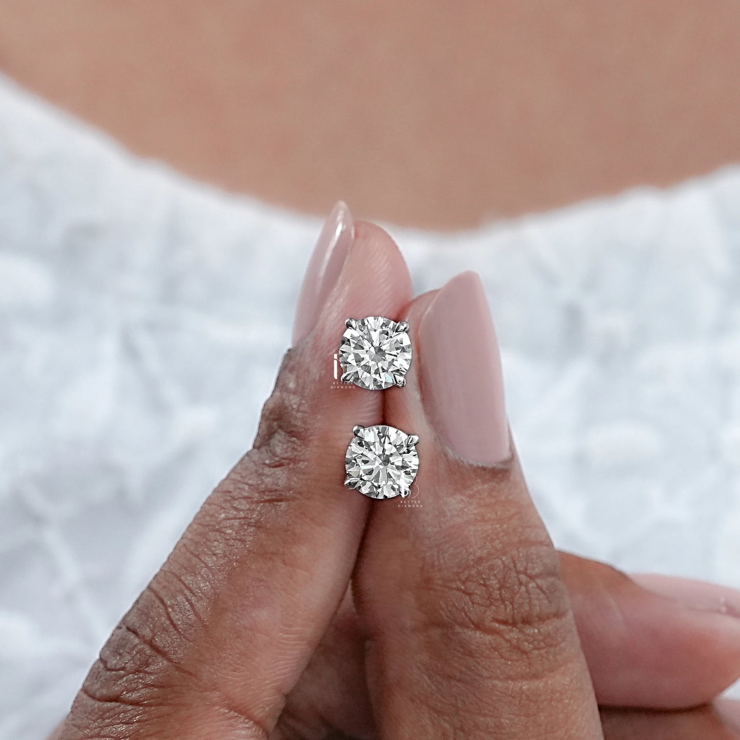 Round Lab Diamond Stud Earrings