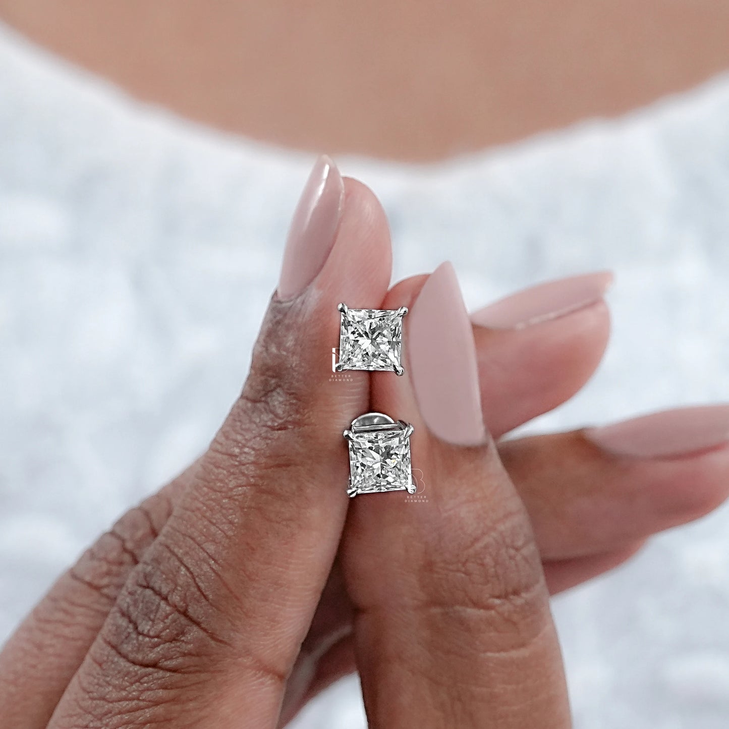 Princess Lab Diamond Stud Earrings
