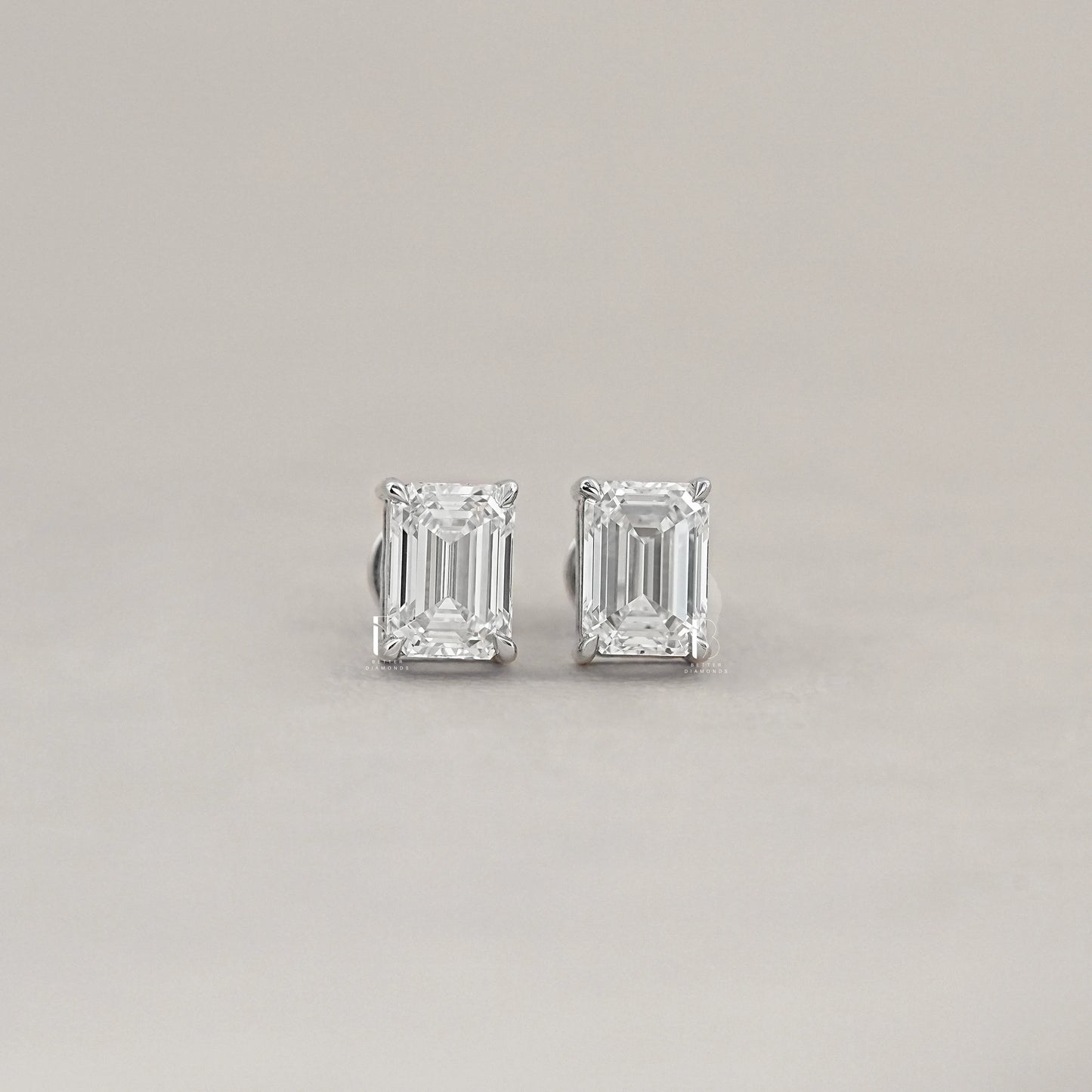 Emerald Lab Diamond Stud Earrings