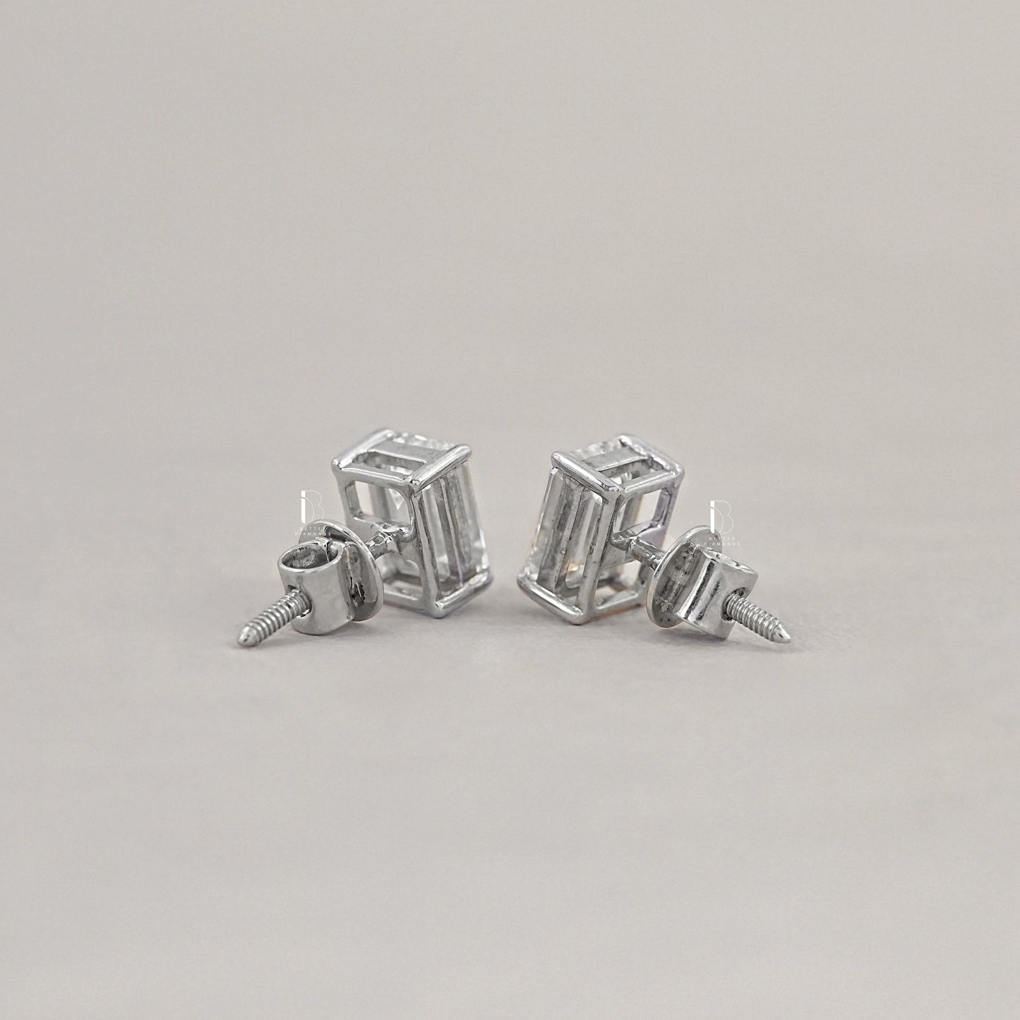 Emerald Lab Diamond Stud Earrings