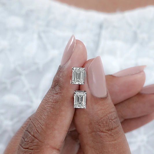 Emerald Lab Diamond Stud Earrings