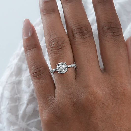 Round Cut Lab Grown Solitaire Accent Ring