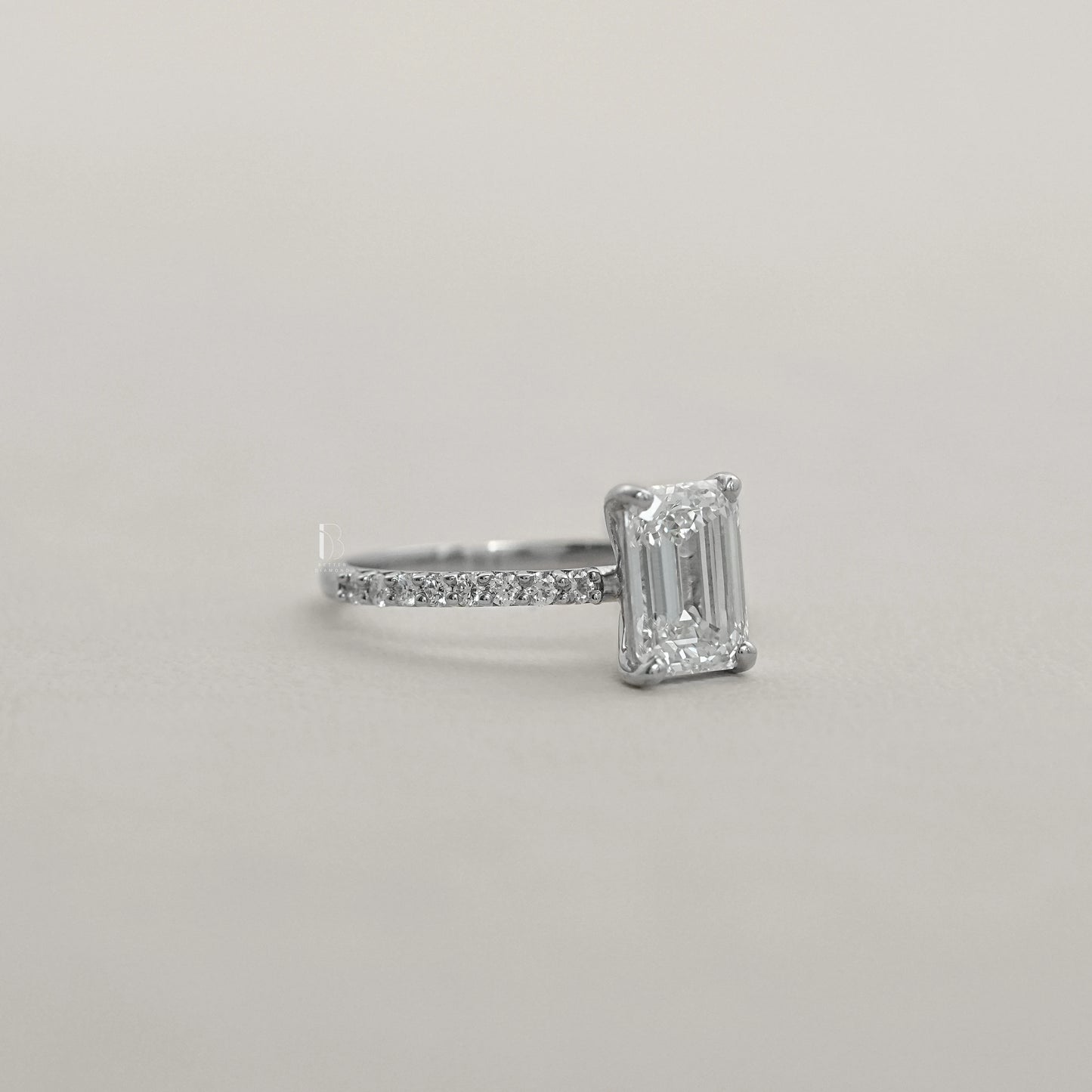 Emerald Cut Lab Grown Solitaire Ring
