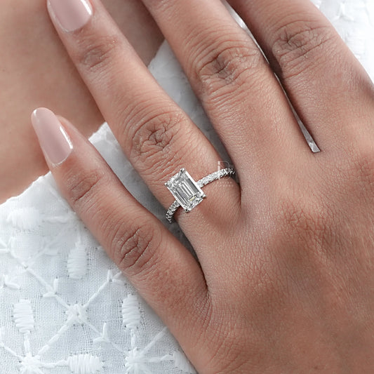 Emerald Cut Lab Grown Solitaire Ring