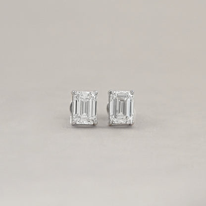 Emerald Lab Diamond Stud Earrings