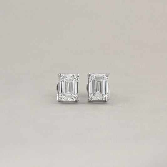 Emerald Lab Diamond Stud Earrings