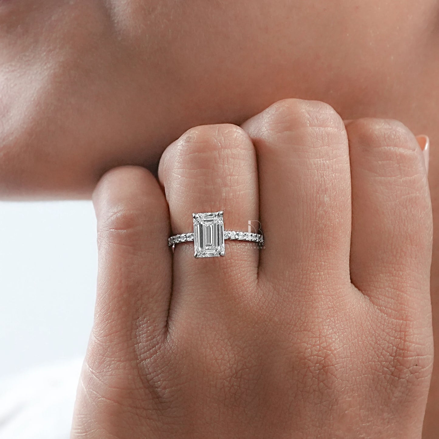 Emerald Cut Lab Grown Solitaire Ring